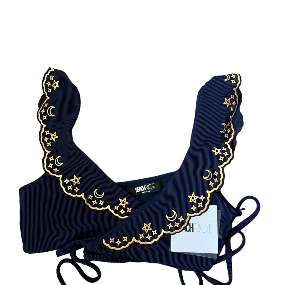 BEACH RIOT Lauren Bikini Top Navy Size XL NWT - Picture 5 of 15